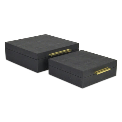 5825-2BK - Lusan Square Shagreen Boxes - Black