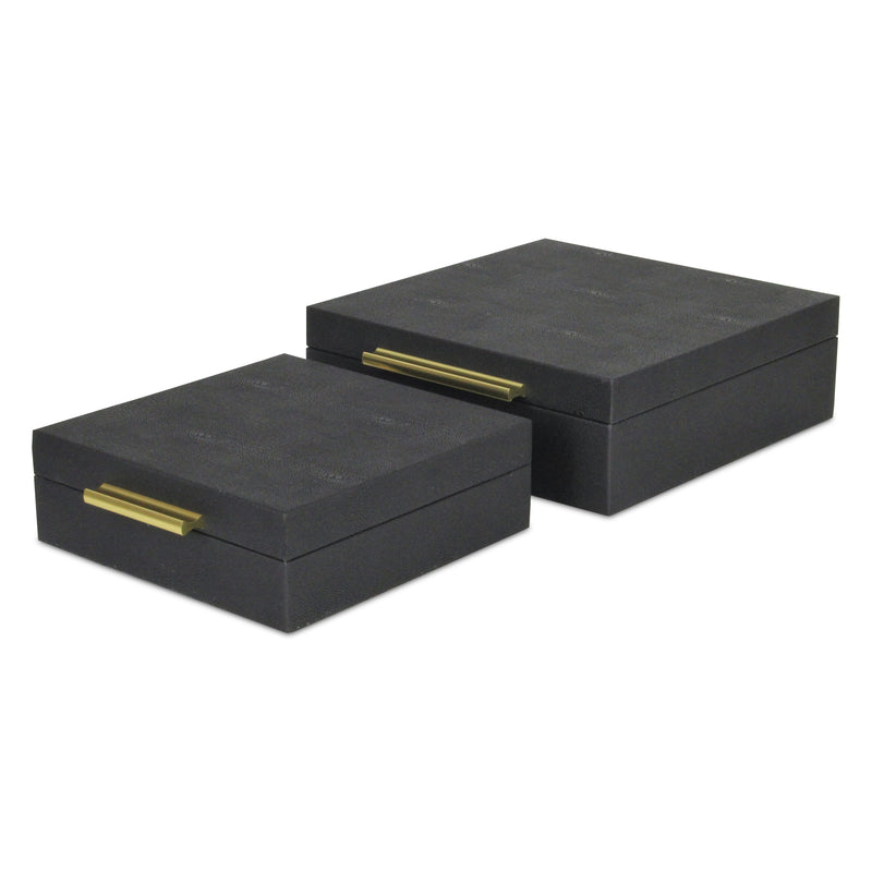 5825-2BK - Lusan Square Shagreen Boxes - Black