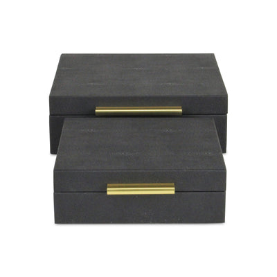 5825-2BK - Lusan Square Shagreen Boxes - Black