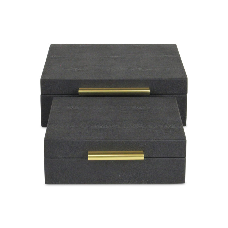 5825-2BK - Lusan Square Shagreen Boxes - Black