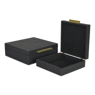 5825-2BK - Lusan Square Shagreen Boxes - Black