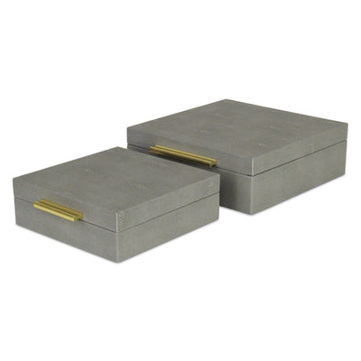 5825-2GR - Lusan Square Shagreen Boxes - Gray