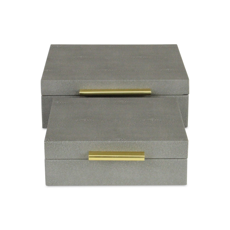 5825-2GR - Lusan Square Shagreen Boxes - Gray