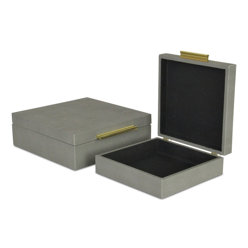 5825-2GR - Lusan Square Shagreen Boxes - Gray