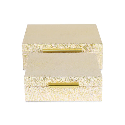 5825-2WTGD - Lusan Square Shagreen Boxes - White Gold