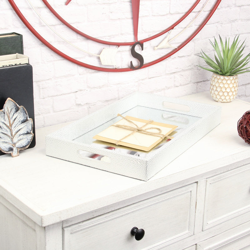 FP-3986WTSV - Labai White Silver Shagreen Tray