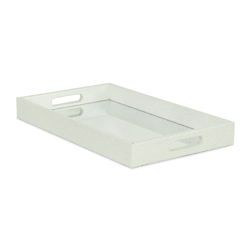 FP-3986WTSV - Labai White Silver Shagreen Tray